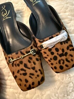 Sam Edelman Leopard Print Mule Slides with Gold Accent - Women